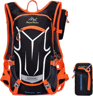 PORRASSO Hiking Backpack 19L Rucksack Breathable Daypack Lightweight Backpack Hydration Pack for Women Men Camping Trekking Cycling Climbing Outdoor Sports Orange