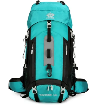 PORRASSO Hiking Backpack Waterproof Daypack 60L Rucksack with Rain Cover Lightweight Backpack for Travel Trekking Camping Climbing Outdoor Sports Light Green