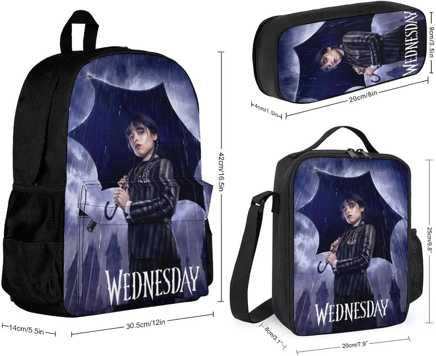 Portable Backpack Insulated Lunch Bag Pencil Case 3 Piece Set For Men Teen Backpack Rucksack Insulated Lunch Bag Pencil Bag 3-Piece Set