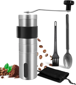 Portable Manual Coffee Bean Grinder - Adjustable Coarseness, Stainless Steel - Perfect for Travel, Camping, Kitchen, Home or Gift