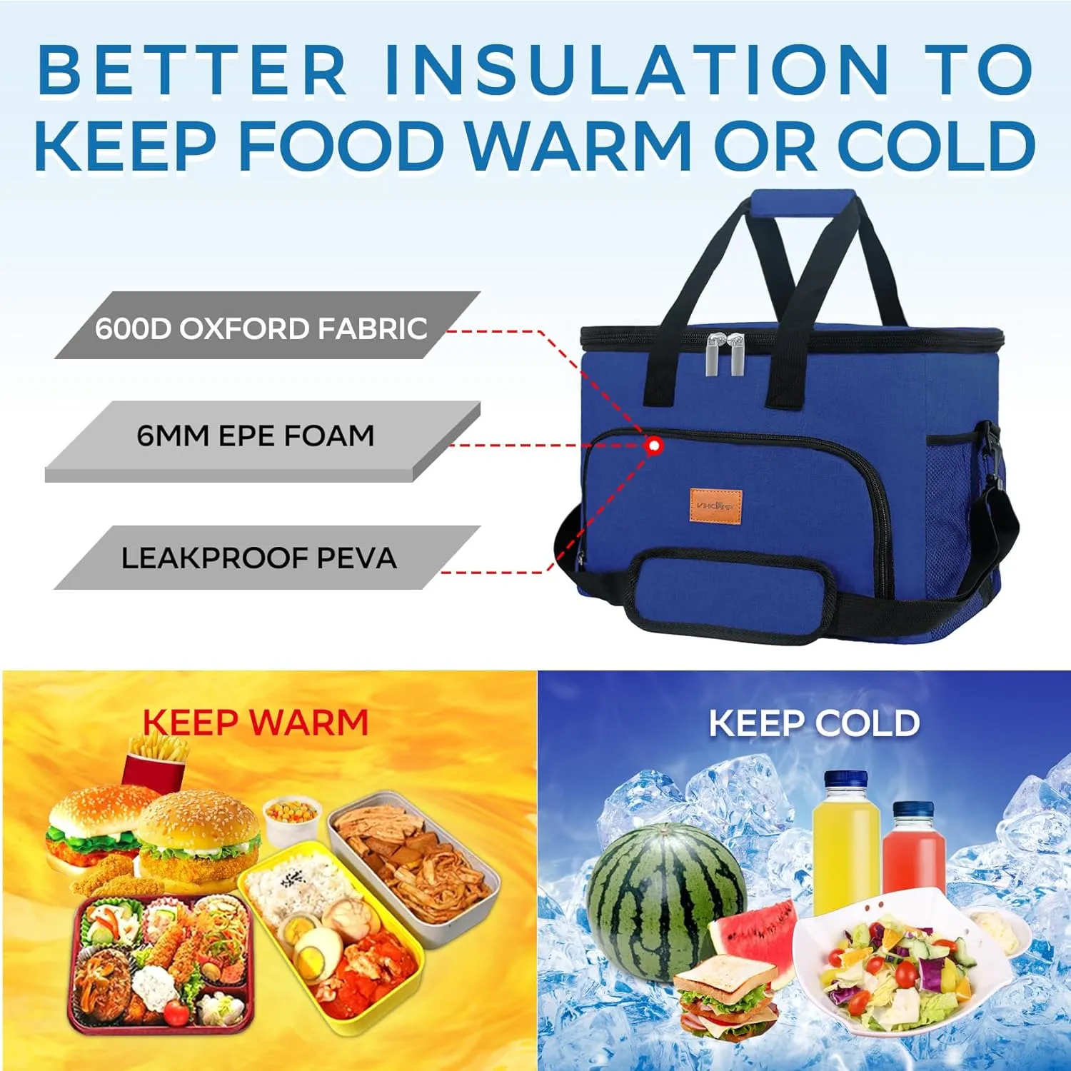 Portable Soft Cooler Bag - 24/60 Can Insulated Camping Cooler, Leakproof Collapsible Soft Sided Cooler for Drink, Suitable for Picnic, Beach, Outdoor, Lunch, Work, Ice Chest