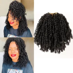 Pre Looped Yanky Twist Crochet Hair 12 Inch 8 Packs 1B# Natural Black Fluffy Spring Mini Twist Passion Twist Bohemian Synthetic Crochet Braiding Hair