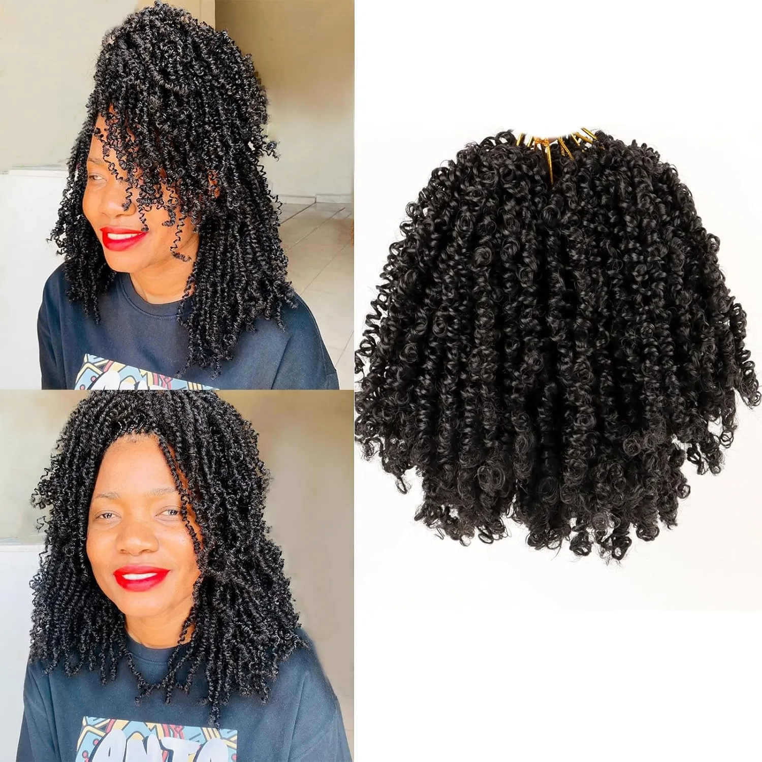 Pre Looped Yanky Twist Crochet Hair 12 Inch 8 Packs 1B# Natural Black Fluffy Spring Mini Twist Passion Twist Bohemian Synthetic Crochet Braiding Hair