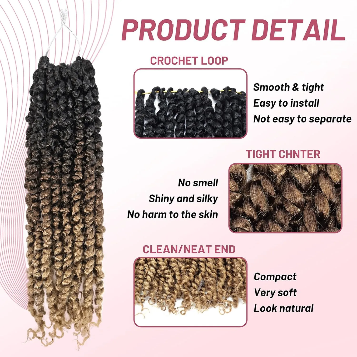 Pre Passion Twist Crochet Hair: Water Wave Pre Looped Crochet Twist Hair 14 Inch Pre Twist Passion Twist Hair 1B/30/27