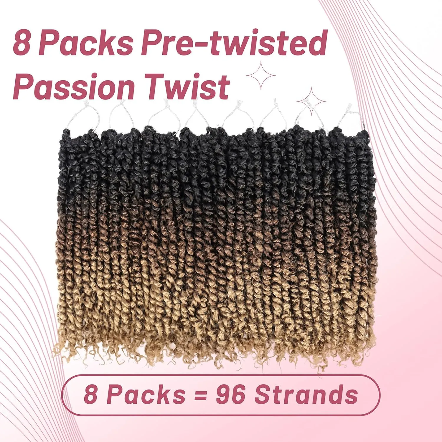 Pre Passion Twist Crochet Hair: Water Wave Pre Looped Crochet Twist Hair 14 Inch Pre Twist Passion Twist Hair 1B/30/27