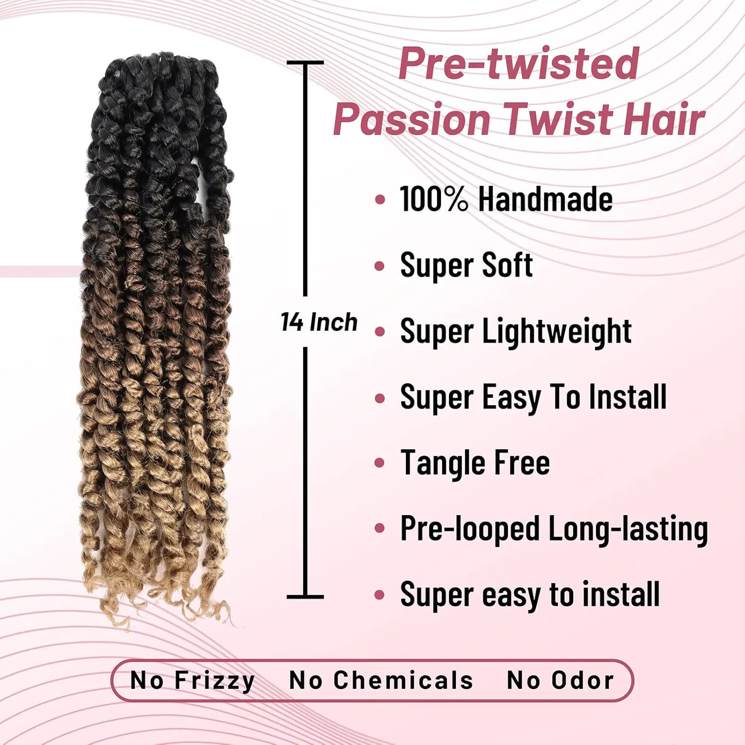 Pre Passion Twist Crochet Hair: Water Wave Pre Looped Crochet Twist Hair 14 Inch Pre Twist Passion Twist Hair 1B/30/27
