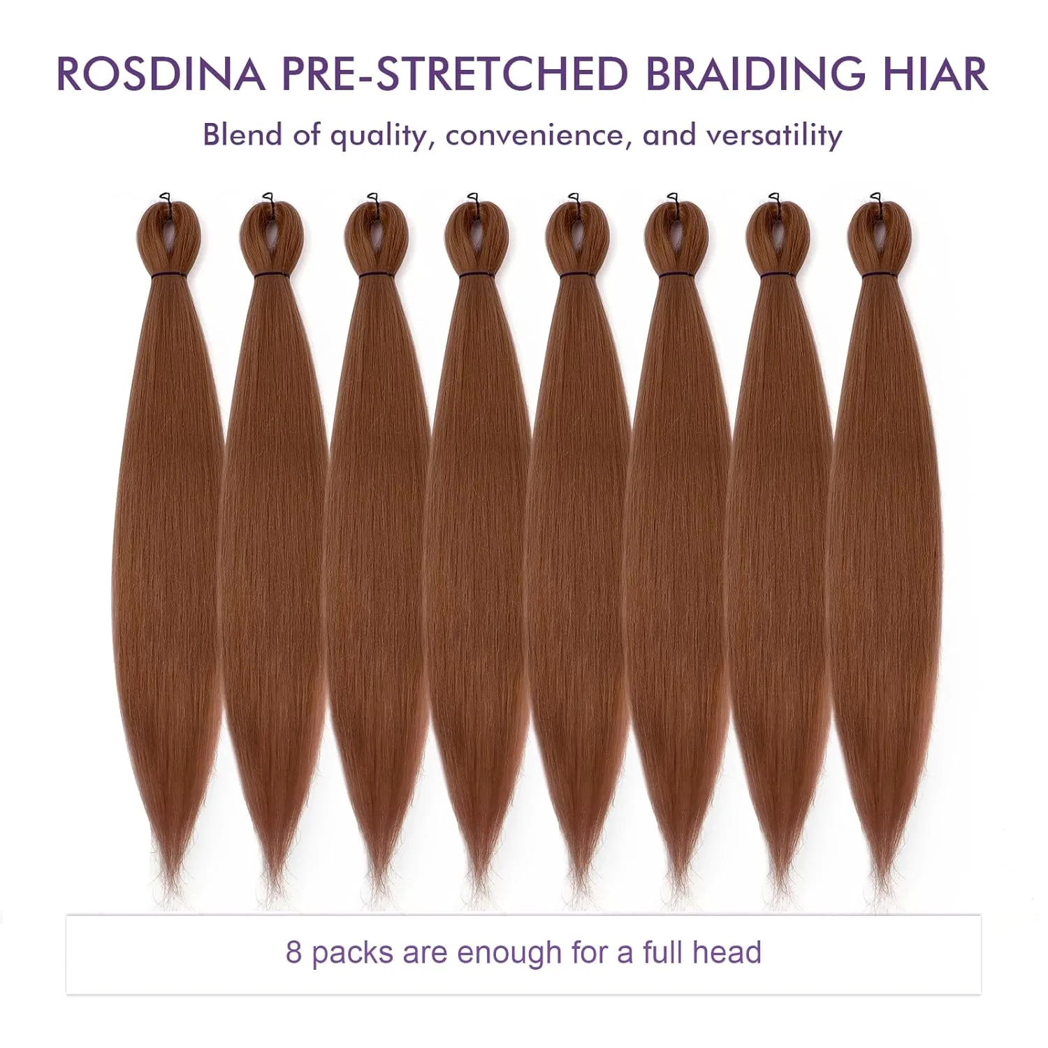 Pre-stretched Braiding Hair - 30 Inch 8 Packs Brown Super Long Braiding Hair For Twist or Box Braids, Yaki Texture Hot Water Setting Synthetic Braiding Hair Extensions (30 Inch, #30-8P)