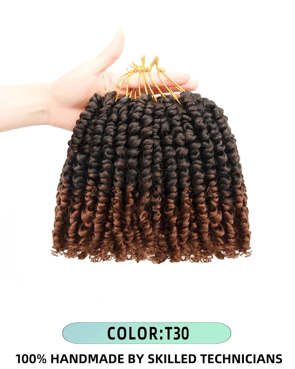 Pre-Twisted Passion Twist Crochet Hair for Black Women Passion Twist Hair Pre Looped Bohemian Braids 6 Inch 8 Packs Ombre Black to Brown Short Bob Curly Crochet Braiding Hair Extensions(6"-8P T30)
