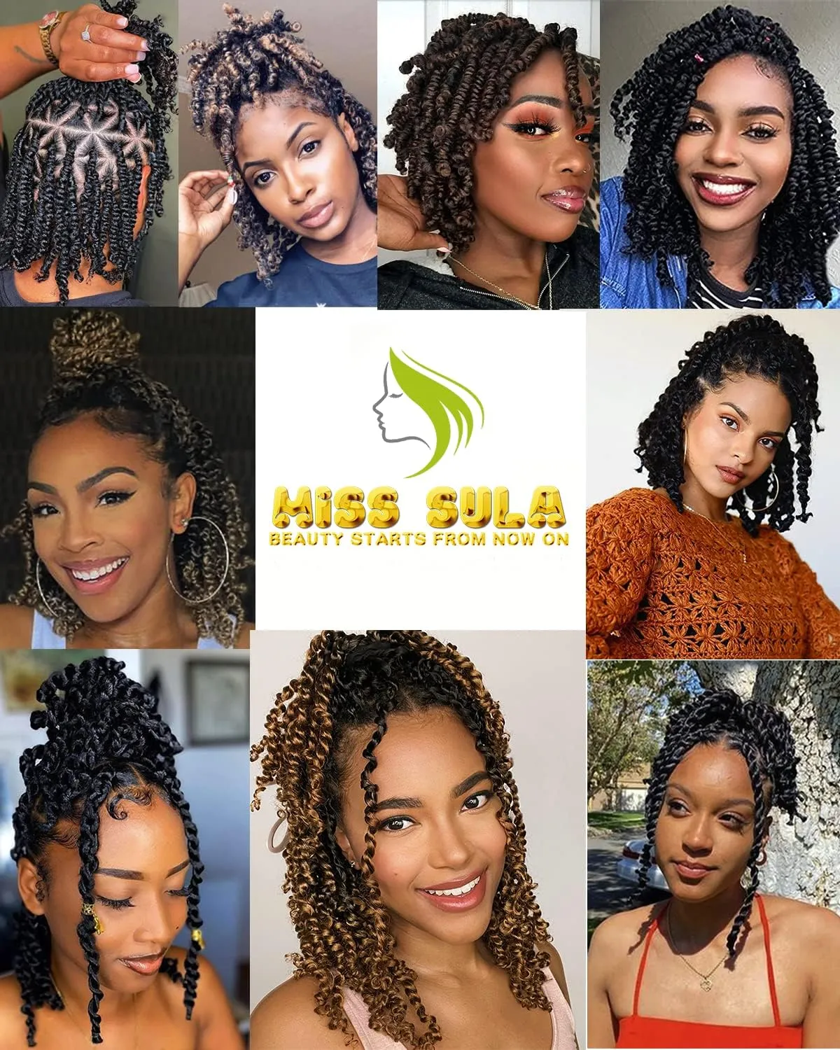 Pre-Twisted Passion Twist Crochet Hair for Black Women Passion Twist Hair Pre Looped Bohemian Braids 6 Inch 8 Packs Ombre Black to Brown Short Bob Curly Crochet Braiding Hair Extensions(6"-8P T30)