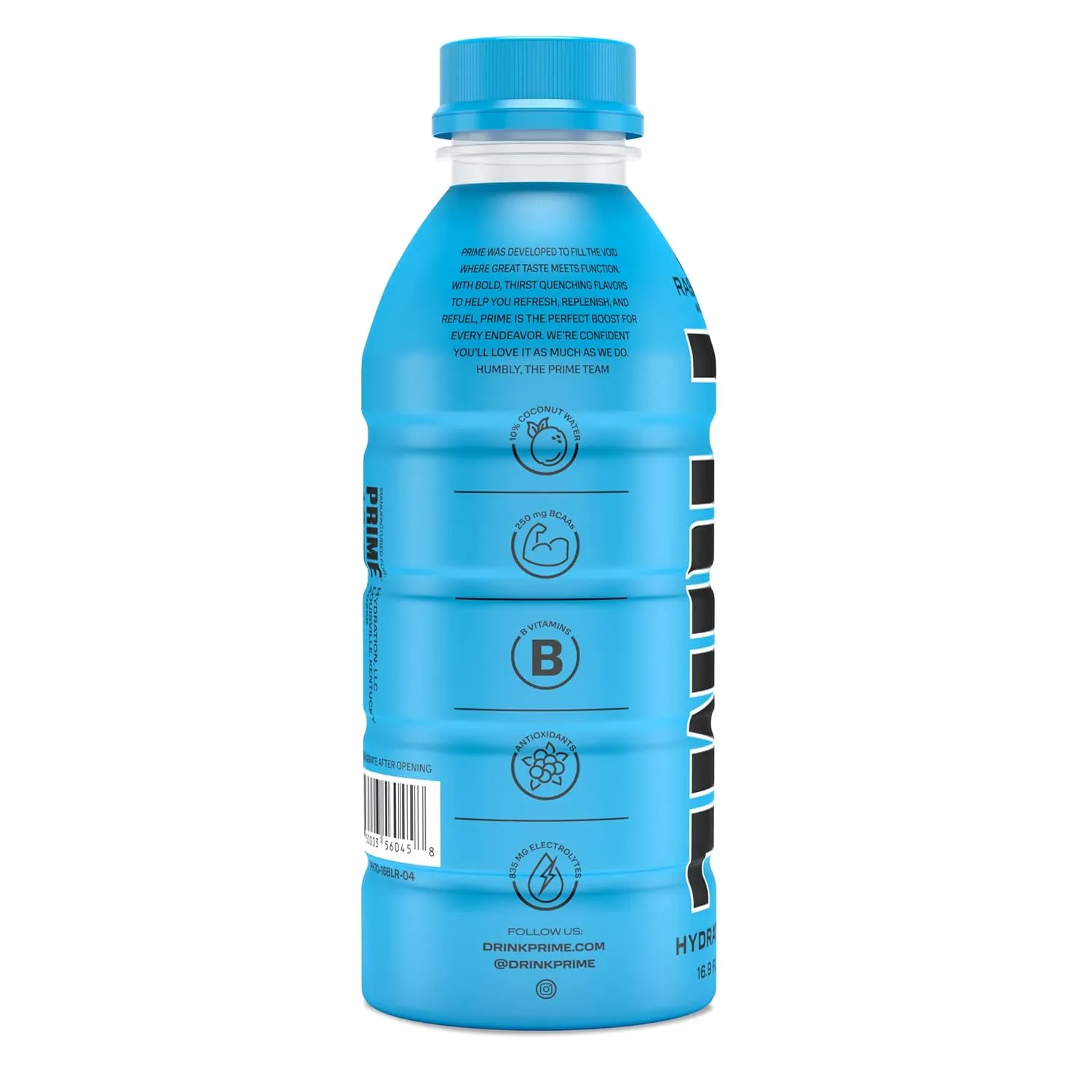 PRIME Hydration BLUE RASPBERRY | Sports Drinks | Electrolyte Enhanced for Ultimate Hydration | 250mg BCAAs | B Vitamins | Antioxidants | 2g Of Sugar | 16.9 Fluid Ounce | 12 Pack