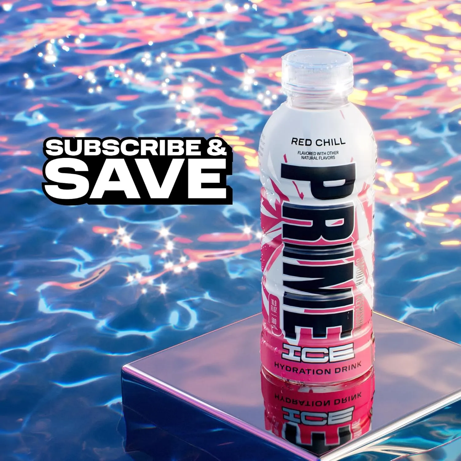 PRIME Hydration ICE RED CHILL, Sports Drinks, Electrolyte Enhanced for Ultimate Hydration, 250mg BCAAs, B Vitamins, Antioxidants, Low Sugar, 16.9 Fl Oz, 12 Pack