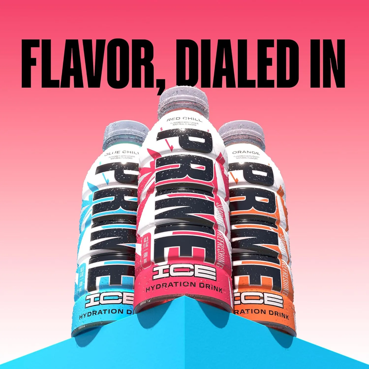 PRIME Hydration ICE RED CHILL, Sports Drinks, Electrolyte Enhanced for Ultimate Hydration, 250mg BCAAs, B Vitamins, Antioxidants, Low Sugar, 16.9 Fl Oz, 12 Pack