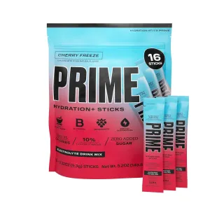 PRIME HYDRATION  Sticks Cherry Freeze | Hydration Powder Single Serve Sticks | Electrolyte Powder On The Go | Low Sugar | Caffeine-Free | Vegan | 16 Sticks