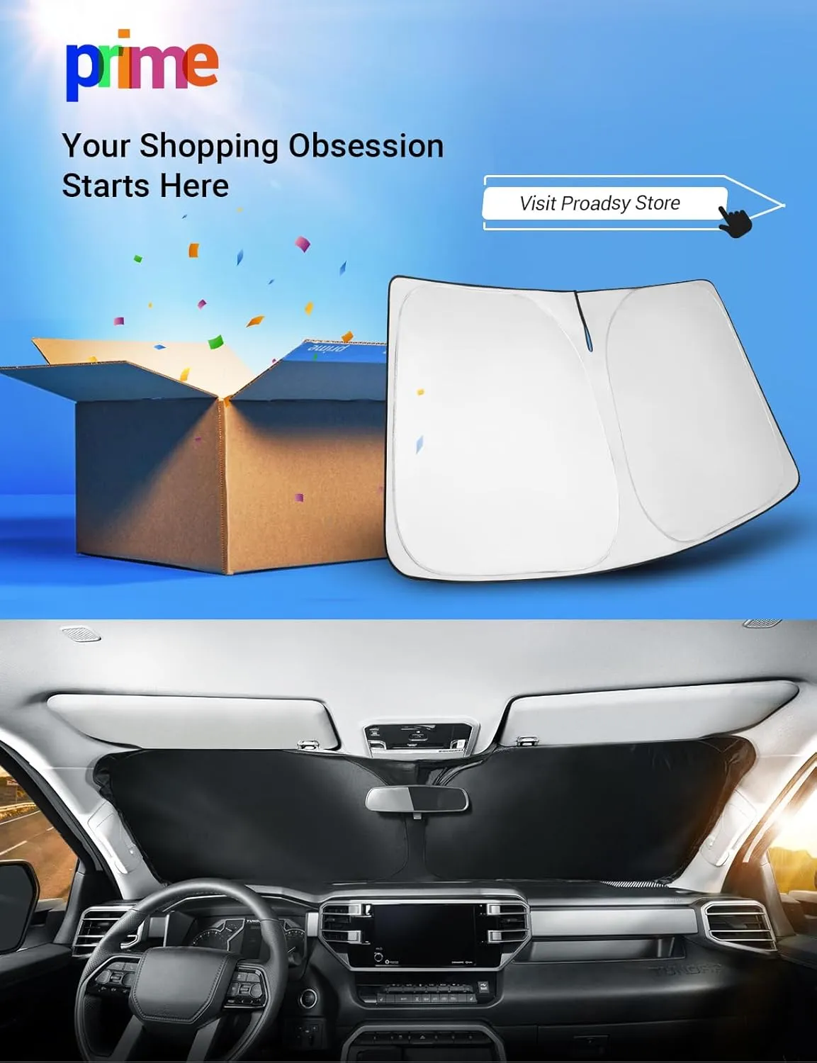 Proadsy 2025 Upgrade Front Windshield Sun Shade Foldable Sunshade Protector Custom Fit 2022 2021 2020 2019 2018 2017 Honda CRV SUV, LX, EX, EX-L, EX-L Navi, Touring Accessories