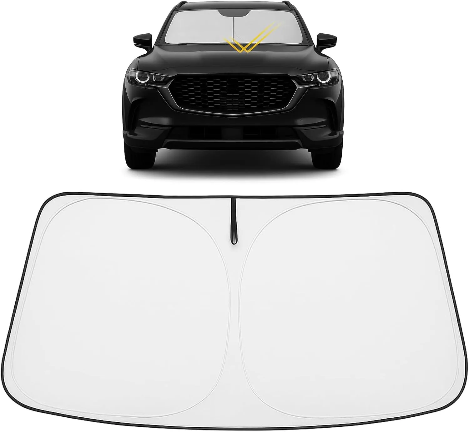 Proadsy 2025 Upgrade Windshield Sun Shade Custom Fit Mazda CX-50 2023 2024 2025 Mazda CX50 SUV Foldable Front Sunshade Protector Blocks UV Rays Keep Car Cooler