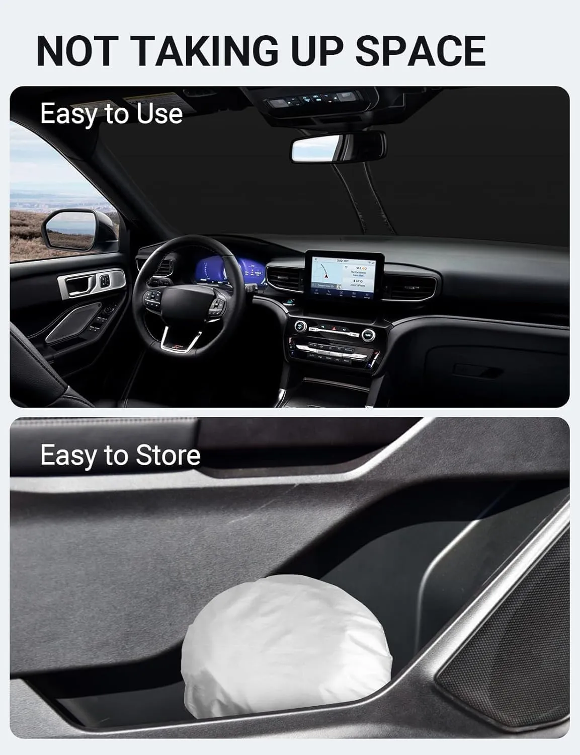 Proadsy 2025 Upgrade Windshield Sunshade Custom for 2025 2024 2023 2022 2021 2020 Ford Explorer Reflective Heat Sun UV Protector Foldable Front Window Shade Prime Accessories