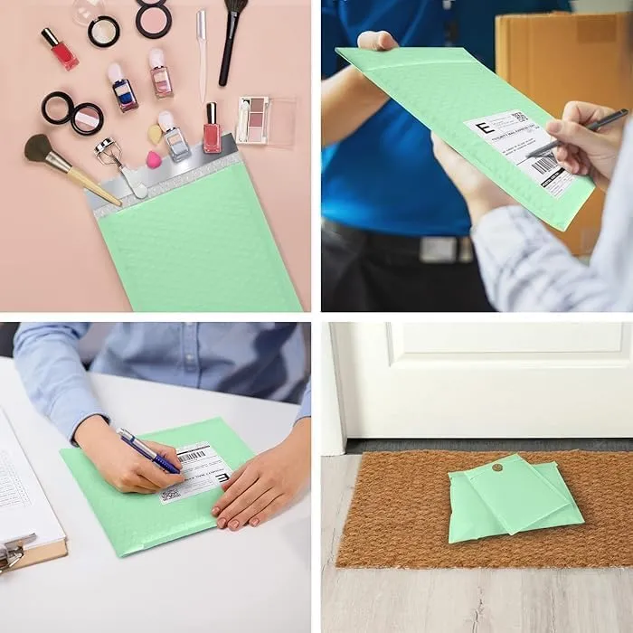 ProLine #0 6x10 inches Extra Wide Light Green Poly Bubble Mailers Padded Envelopes Shipping Bags (100)