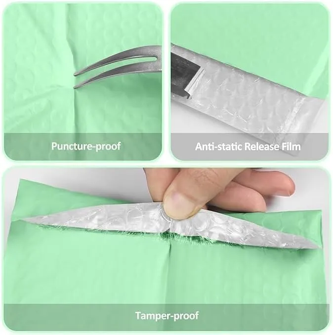ProLine #0 6x10 inches Extra Wide Light Green Poly Bubble Mailers Padded Envelopes Shipping Bags (100)