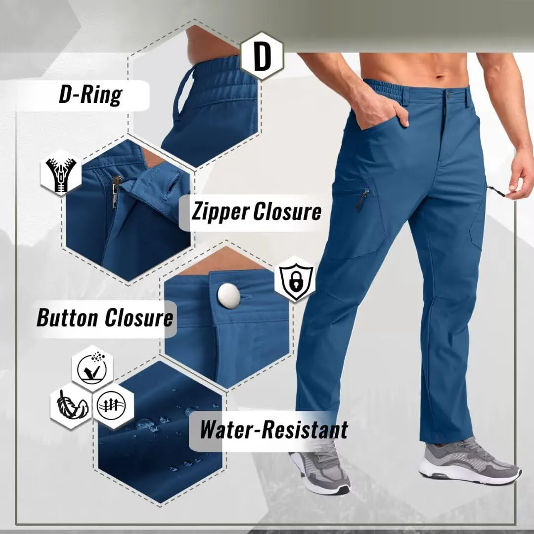Pudolla Men's Lightweight Hiking Pants with 7 Pockets Quick Dry Water Resistant Fishing Travel Pants