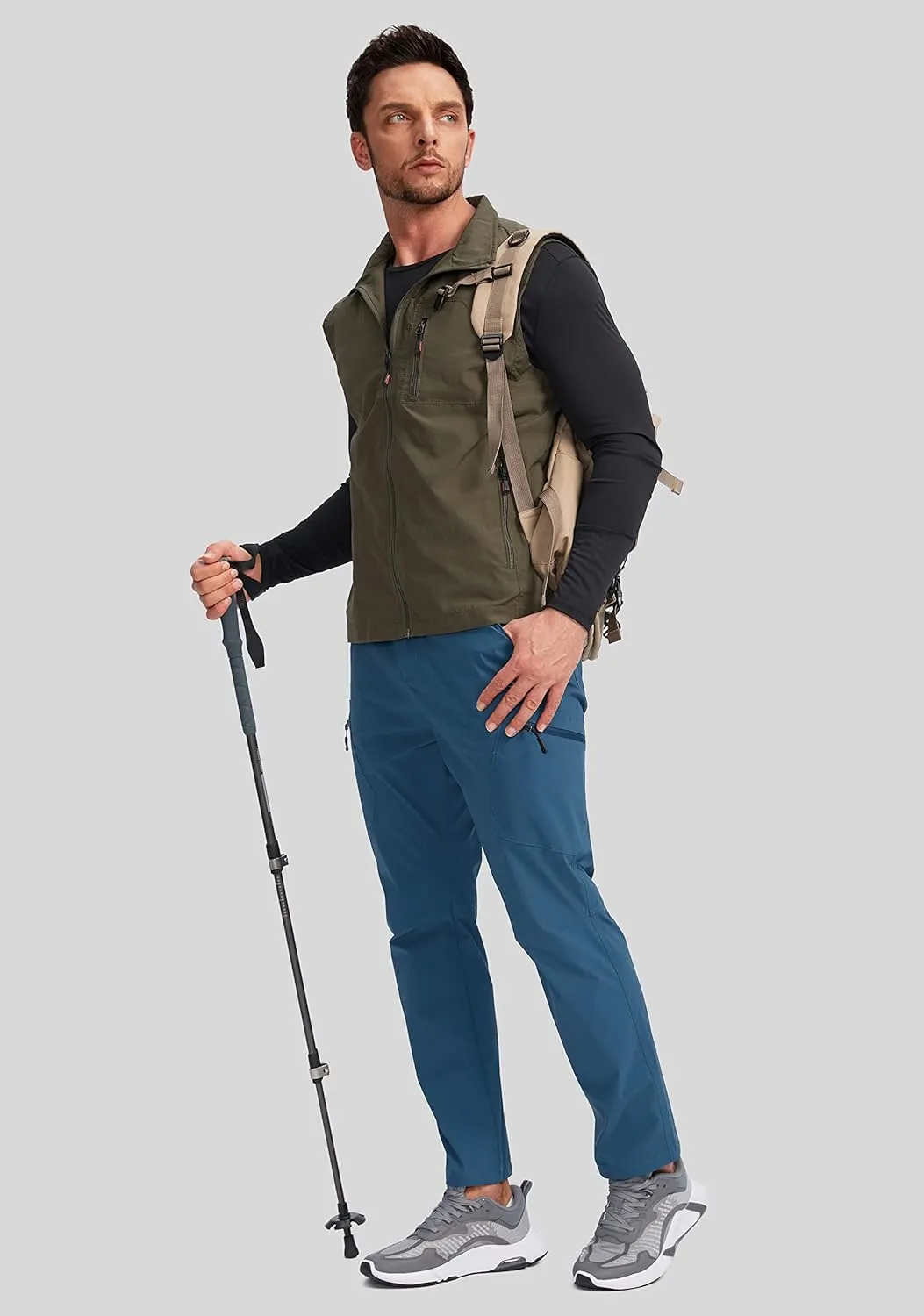 Pudolla Men's Lightweight Hiking Pants with 7 Pockets Quick Dry Water Resistant Fishing Travel Pants