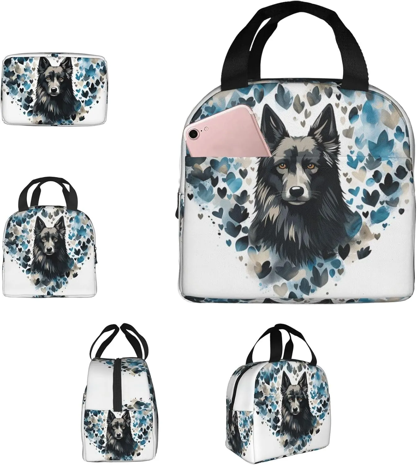 Puppy Surrounded by Love Lunch Bag Insulated Lunch Box for Men Women Portable Lunch tote Bag Lunchbox