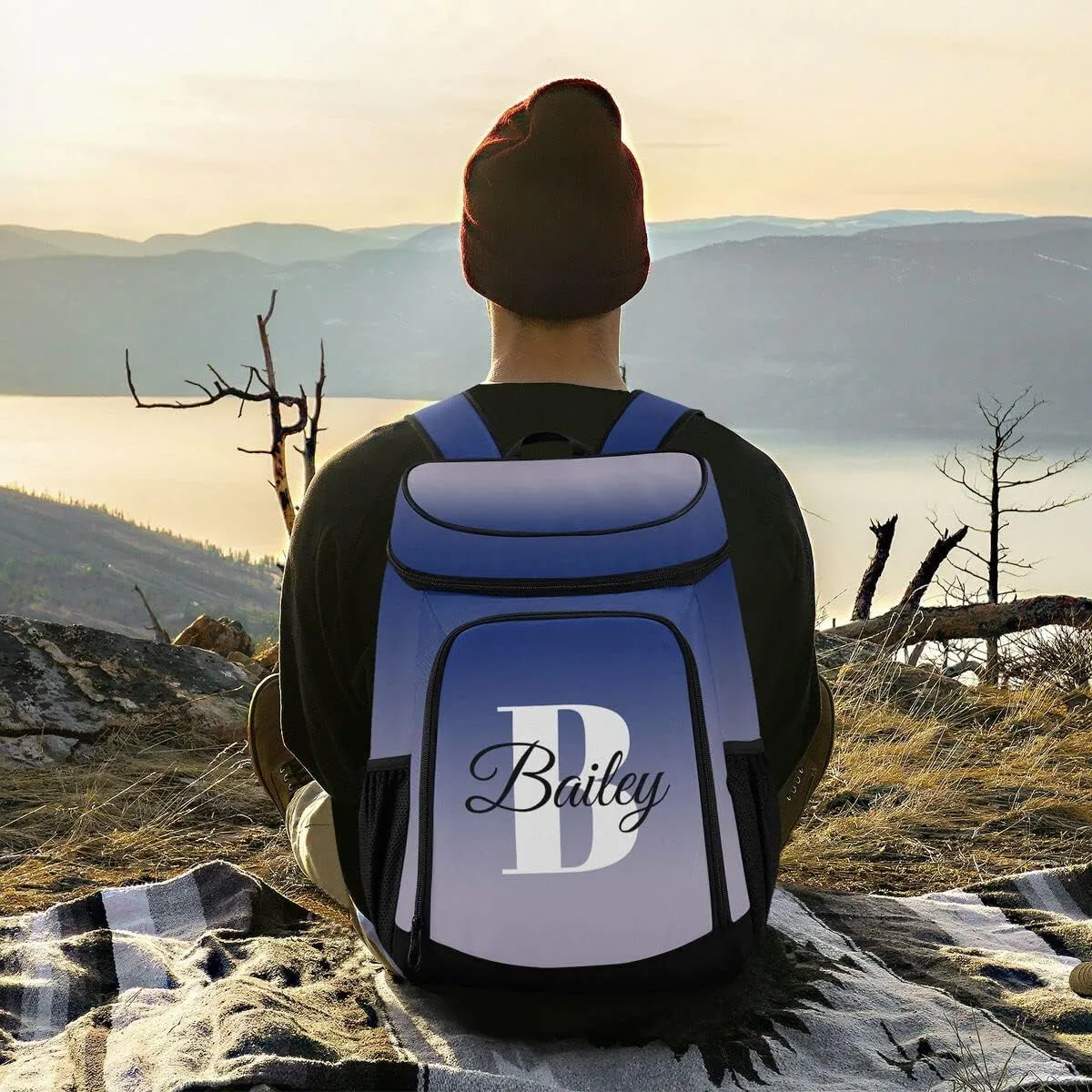 Rainbow Gradient Custom Cooler Backpack Leakproof Backpack Cooler Personalized Insulated Lunch Cooler Bag 30 Cans Camping Coolers for Men Women