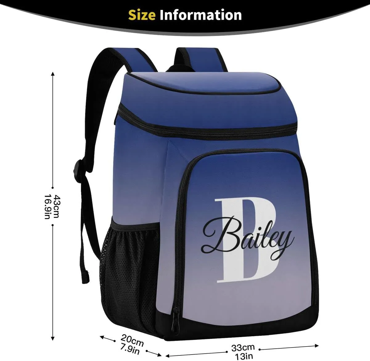 Rainbow Gradient Custom Cooler Backpack Leakproof Backpack Cooler Personalized Insulated Lunch Cooler Bag 30 Cans Camping Coolers for Men Women