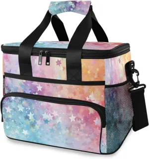 Rainbow Tie Dye Starry Sky Cooler Bag Insulated Cooler Soft Sided Cooler 24 Can Portable Picnic Bag Large Leakproof Lunch Bag Box for Beach Grocery Camping Travel Car Men Women