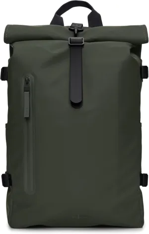 RAINS Rolltop Rucksack Large – Waterproof, Cycle-Ready, with Laptop Pocket and Chest Strap for Secure, Weatherproof Travel (Green)