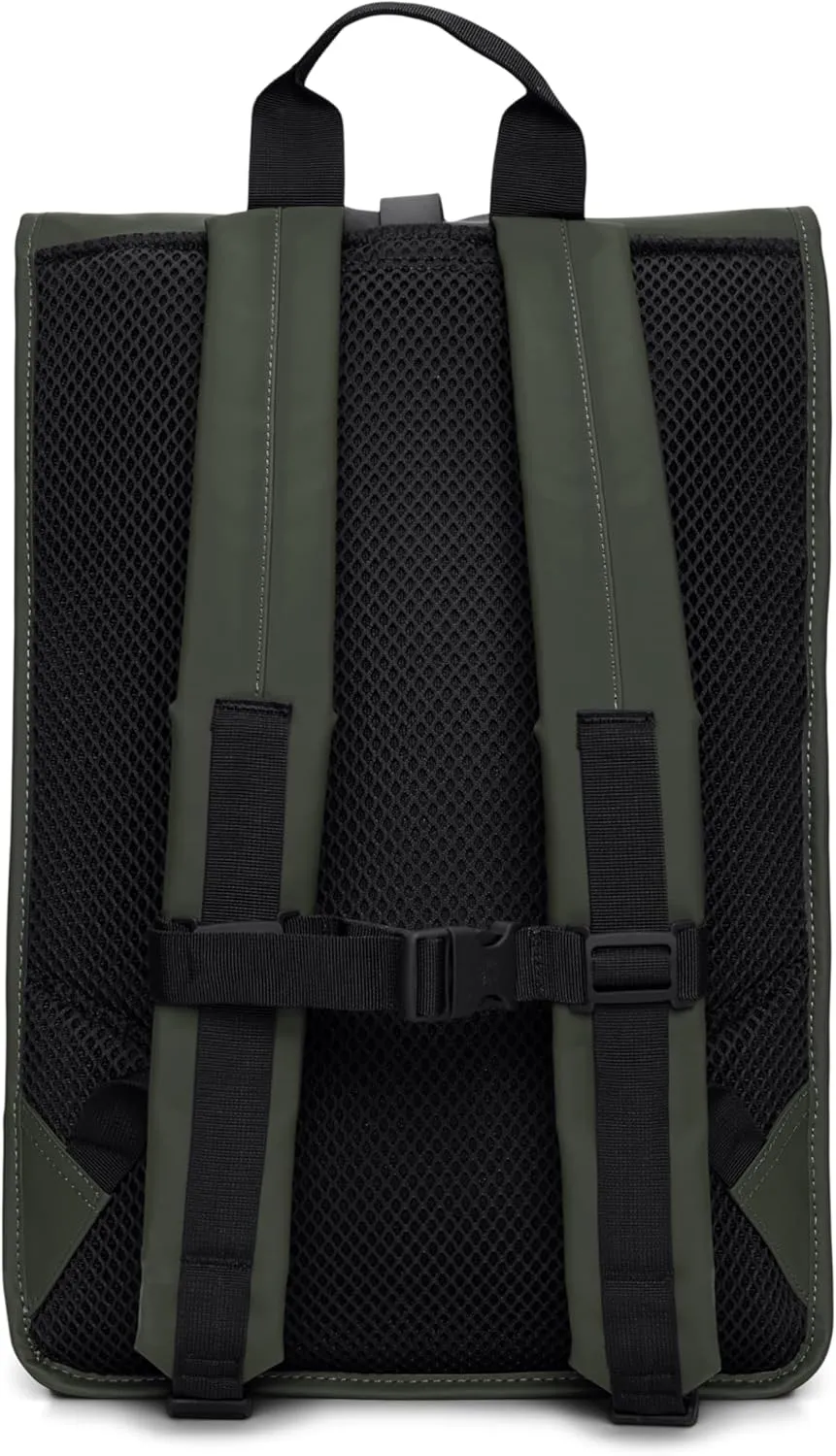 RAINS Rolltop Rucksack Large – Waterproof, Cycle-Ready, with Laptop Pocket and Chest Strap for Secure, Weatherproof Travel (Green)