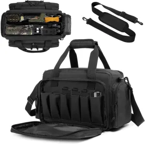 Range Bag - Tactical Gun Bag for Handguns, Pistols and Ammo. Padded Shooting Duffle Bag for Hunting, Sport