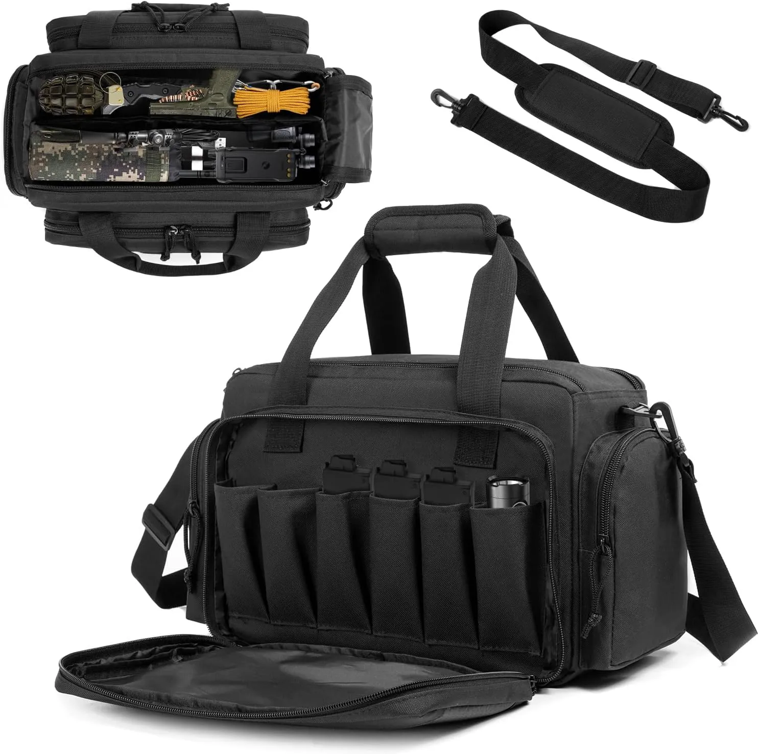 Range Bag - Tactical Gun Bag for Handguns, Pistols and Ammo. Padded Shooting Duffle Bag for Hunting, Sport