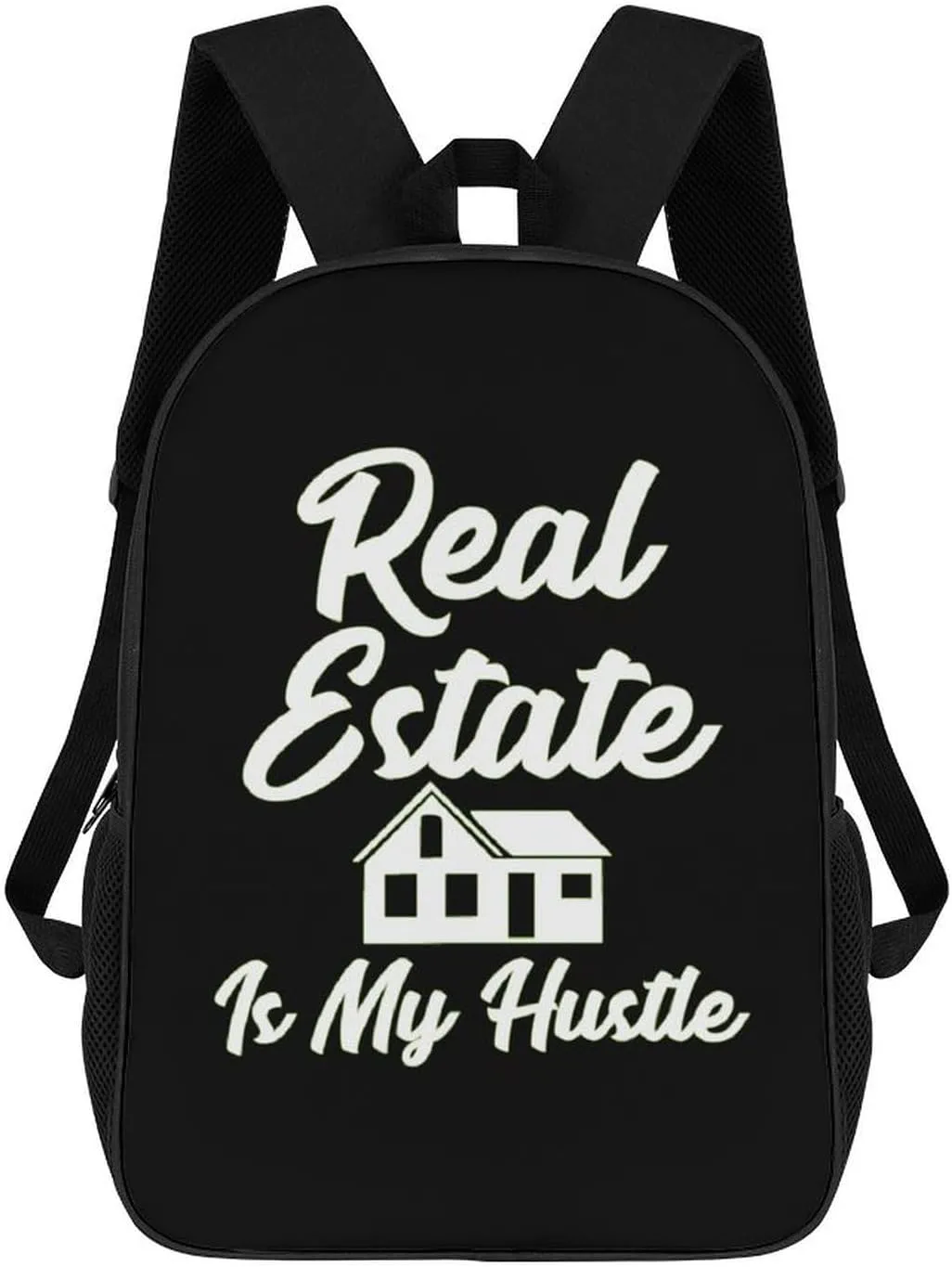 Real Estate is My Hustle Fashion 17 Inch Backpack Simple Shoulders Daypacks Lightweight Laptop Bag Travel Gear