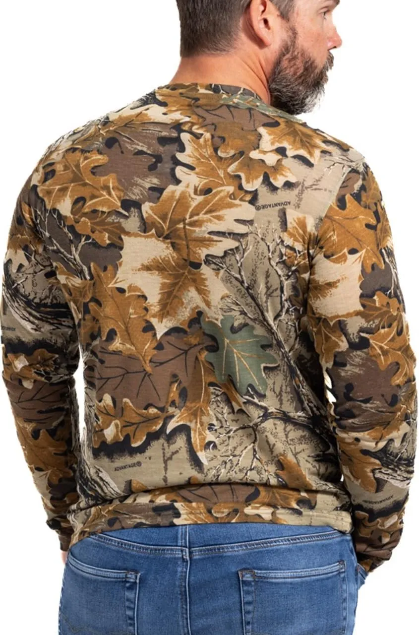 Realtree Men's Camo Shirt Long Sleeve Lightweight for Hunting, Fishing, Running, Hiking, or Camping