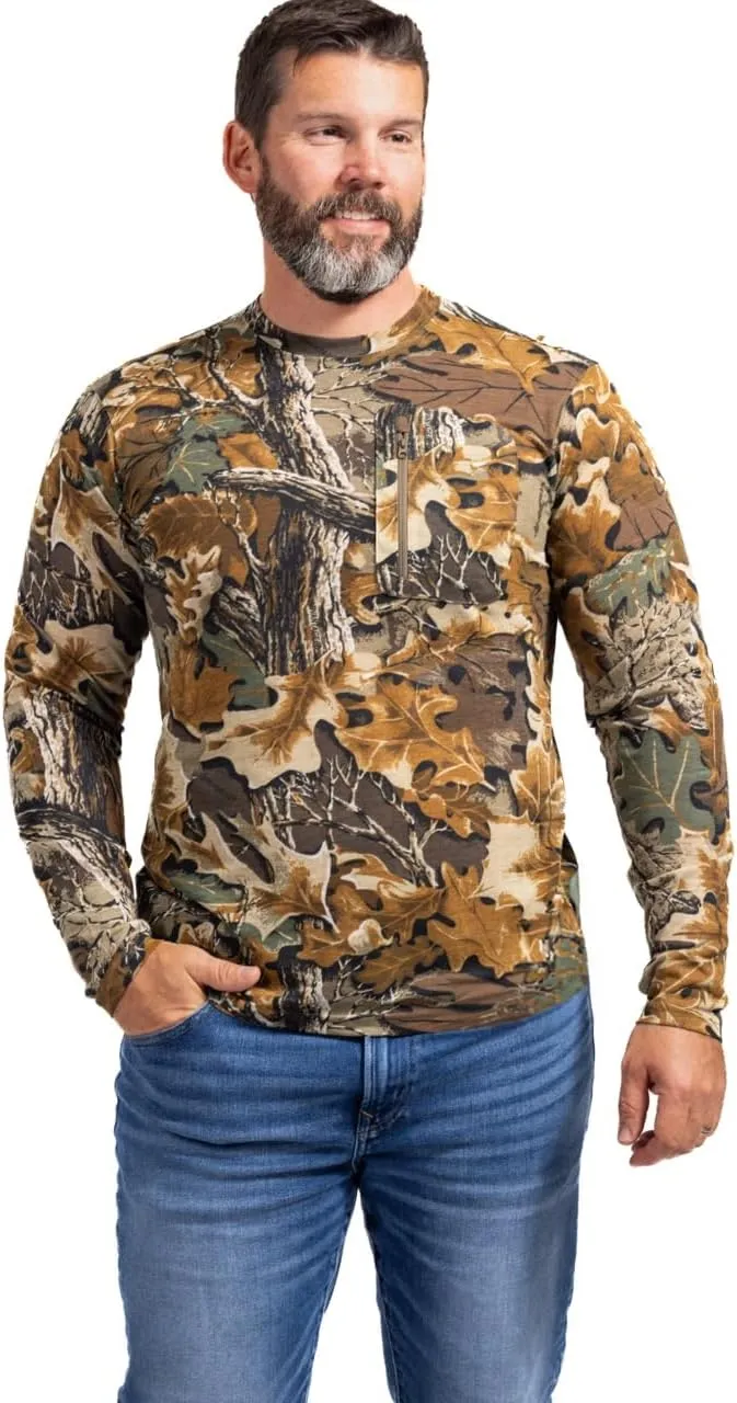 Realtree Men's Camo Shirt Long Sleeve Lightweight for Hunting, Fishing, Running, Hiking, or Camping