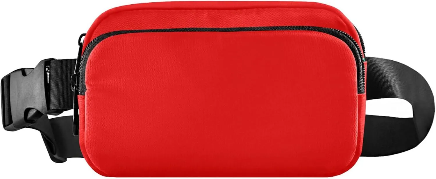 Red Fanny Belt Bag Waist Packs Crossbody Bags Bum Bag for Running Hiking Travel Workout Adjustable Strap for Women Men