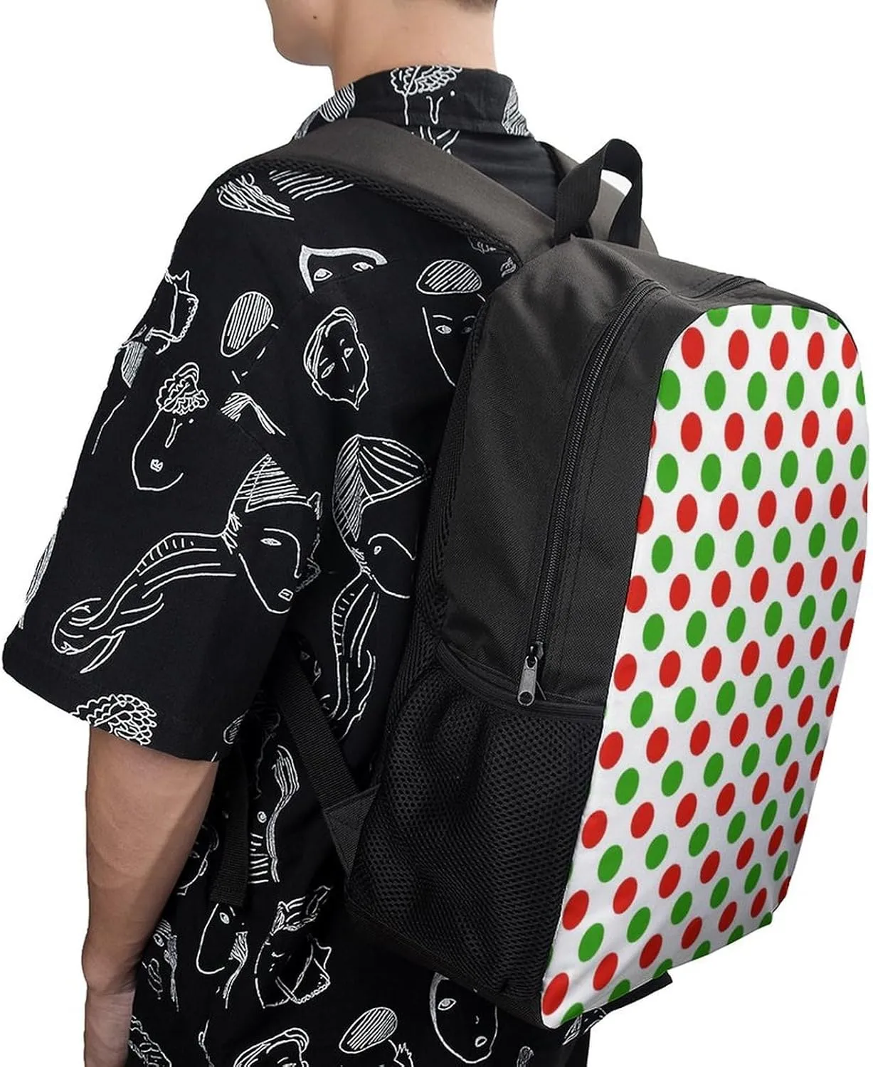Red Green Polka Dots Backpack Lightweight Waterproof Backpacks Laptop Backpack for Unisex Casual Travel Daypacks Large Capacity