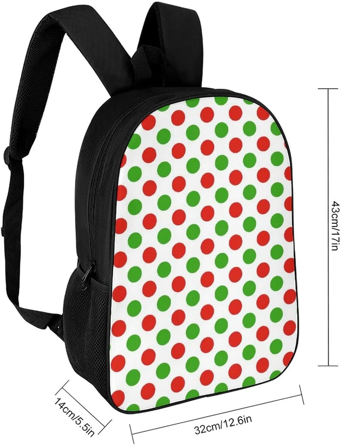 Red Green Polka Dots Backpack Lightweight Waterproof Backpacks Laptop Backpack for Unisex Casual Travel Daypacks Large Capacity