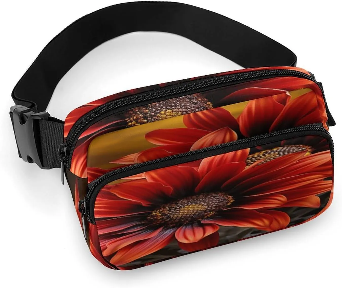 Red Sunflower Fanny Pack Belt Bag with Adjustable Strap Fashion Waist Bag for Outdoor Sports Hiking