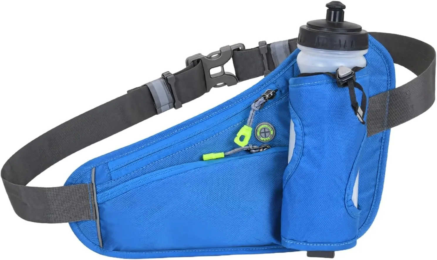 Reflective Running Waist Bag with Water Bottle Holder, Waterproof Fitness Belt for Phones, Adjustable Hydration Pouch for Jogging & Hiking