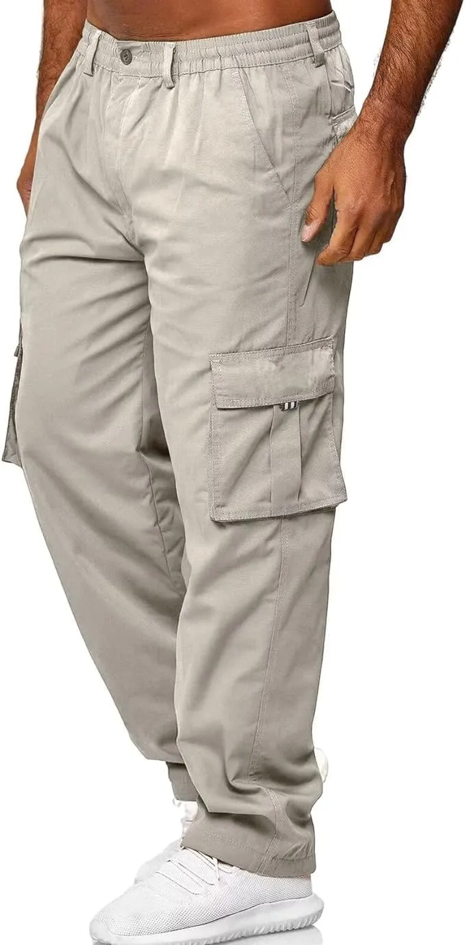Rela Bota Mens Outdoor Hiking Pants Cargo Pants Joggers Athletic Pants Tactical Trousers Elastic Waist Lightweight