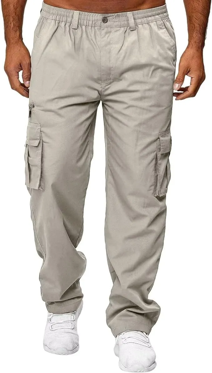 Rela Bota Mens Outdoor Hiking Pants Cargo Pants Joggers Athletic Pants Tactical Trousers Elastic Waist Lightweight