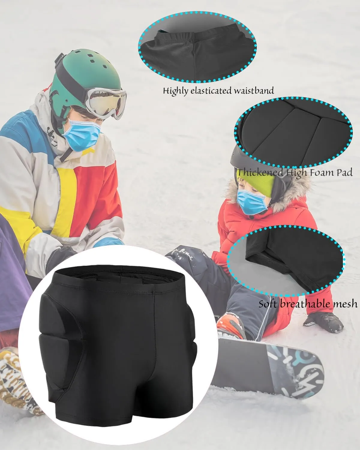 Reomoto Kids Hip Protection Pads Shorts Skiing Skating Snowboard Hip Protection Pads for Teenagers