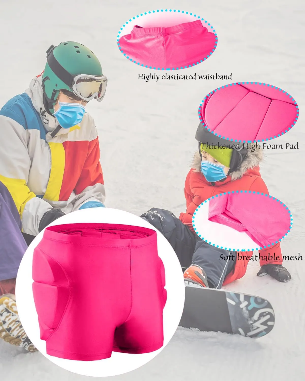 Reomoto Kids Hip Protection Pads Shorts Skiing Skating Snowboard Hip Protection Pads for Teenagers