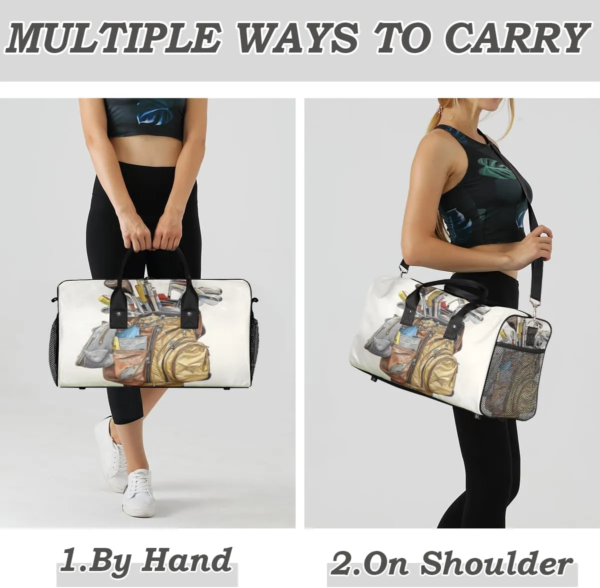 Retro Golf Travel Duffle Bag for Women Men Foldable Waterproof Weekender Bag Carry on Tote for Overnight Sports Gym Golf Sports