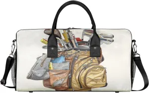 Retro Golf Travel Duffle Bag for Women Men Foldable Waterproof Weekender Bag Carry on Tote for Overnight Sports Gym Golf Sports
