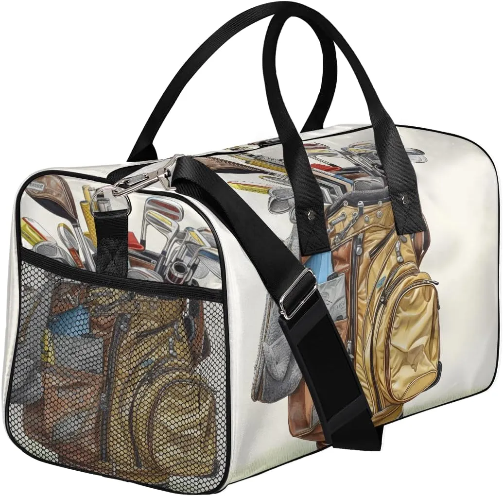Retro Golf Travel Duffle Bag for Women Men Foldable Waterproof Weekender Bag Carry on Tote for Overnight Sports Gym Golf Sports