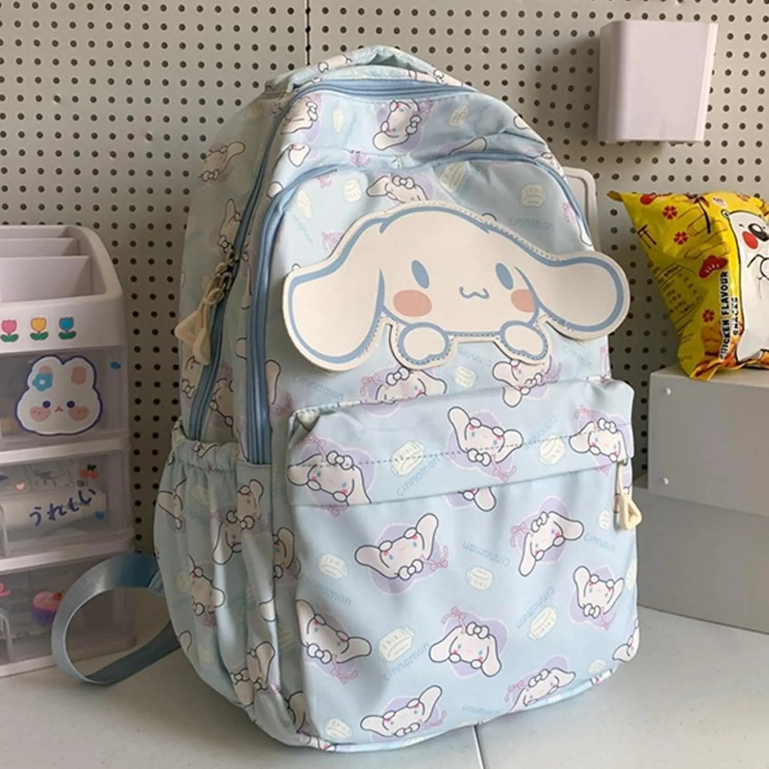 Roffatide Anime All Over Print Casual Backpack Laptop Backpack Travel Hiking Rucksack Blue