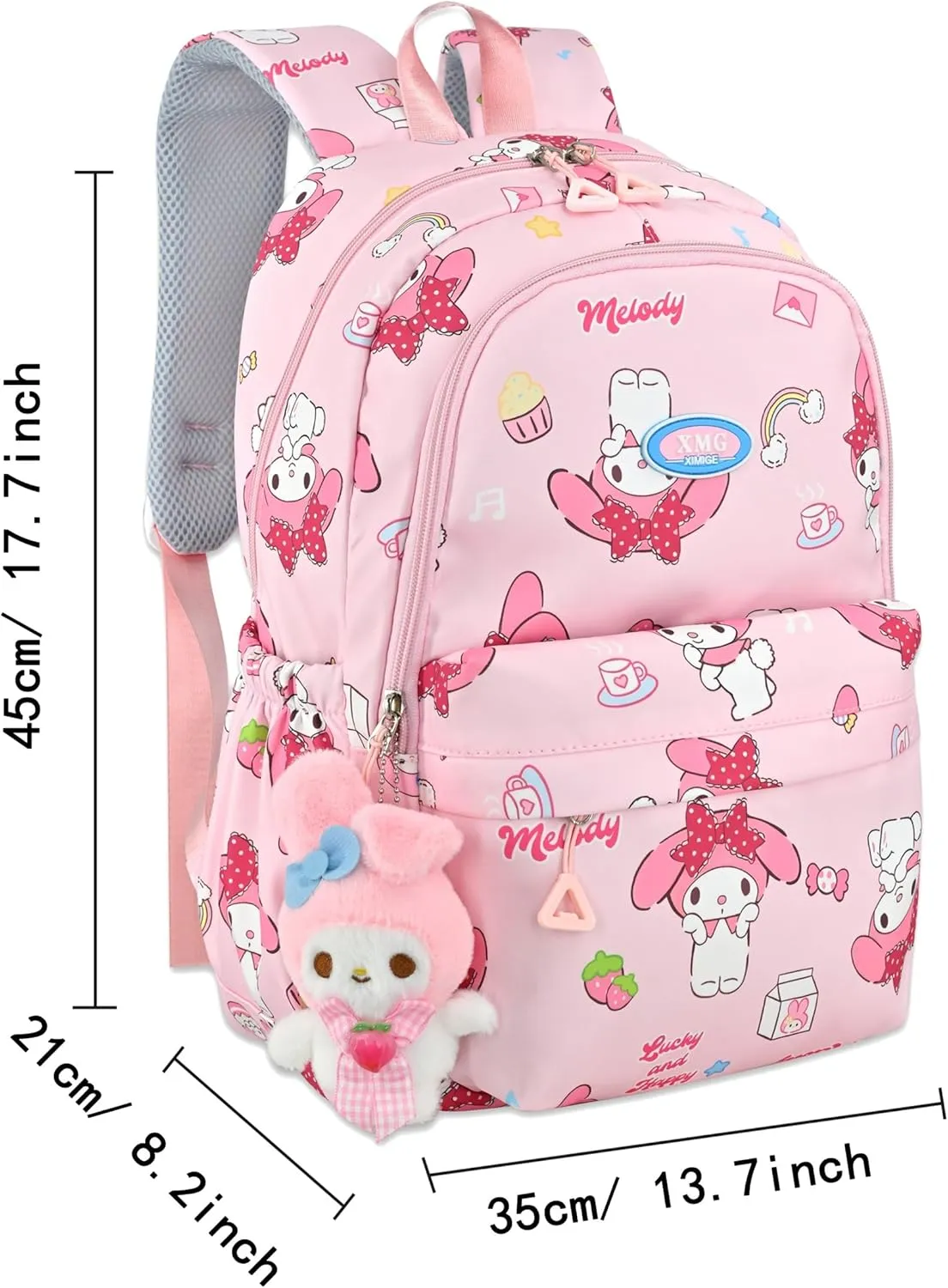 Roffatide Anime Girls School Backpack Cartoon All Over Print Casual Student Backpack Laptop Backpack Bike Travel Hiking Rucksack Daypack Pink (With Cute Pendant)