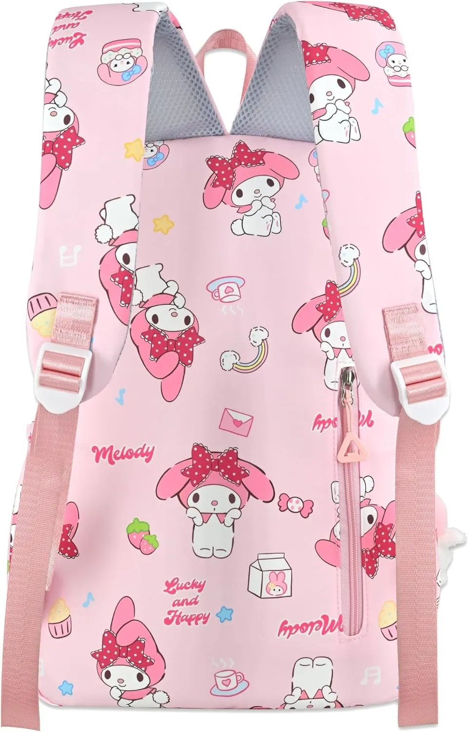 Roffatide Anime Girls School Backpack Cartoon All Over Print Casual Student Backpack Laptop Backpack Bike Travel Hiking Rucksack Daypack Pink (With Cute Pendant)